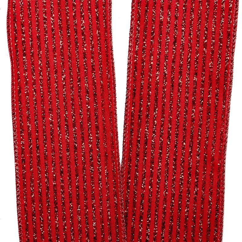 Glitter Striped Wired Ribbon 2 1/2 '' X 10 yd - 1 / ROLL