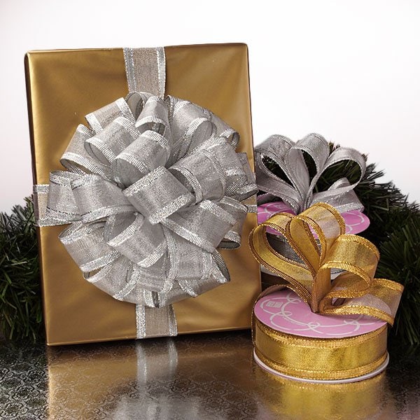 Metallic Arabesque Ribbon 1 1/2 '' X 25 yd Silver Color 1 / ROLL