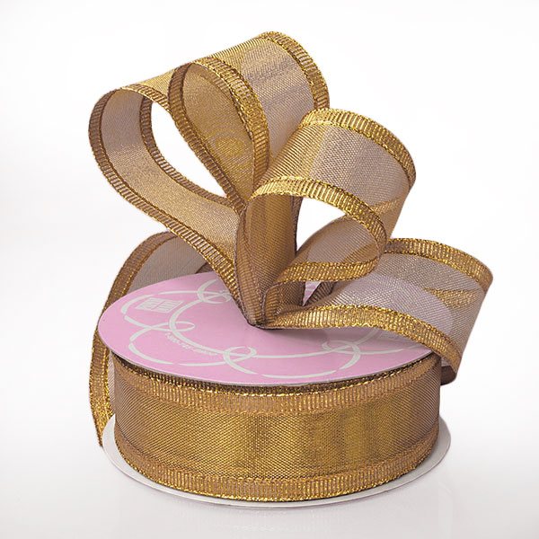 Metallic Arabesque Ribbon 1 1/2 '' 25 yd Gold Color 1 / ROLL