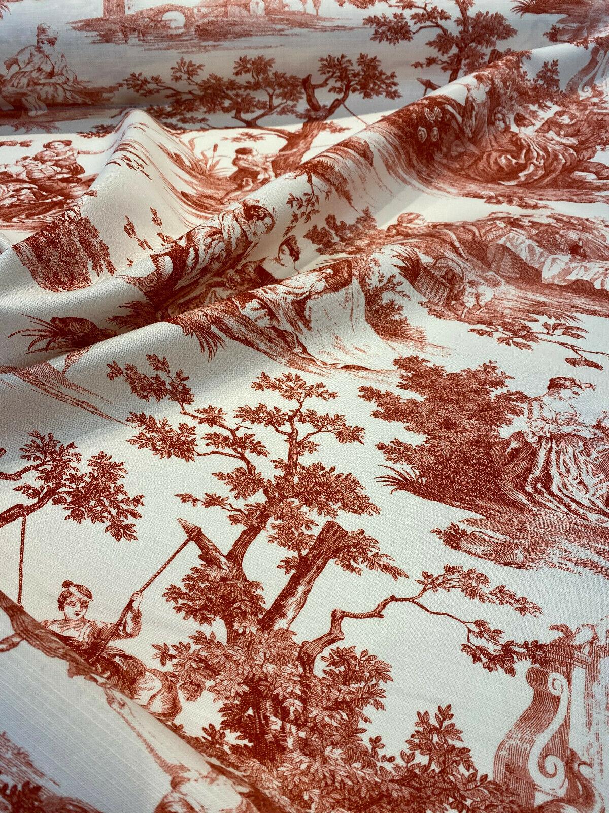 Waverly Toile Idyllic Days Cotton Fabric - Red Amaryllis Toile, 54" Width (1 Yard)