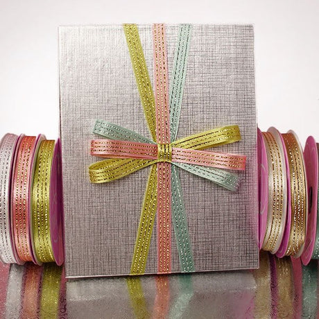 Wedding Satin Ribbon White / Silver Color 1 / ROLL