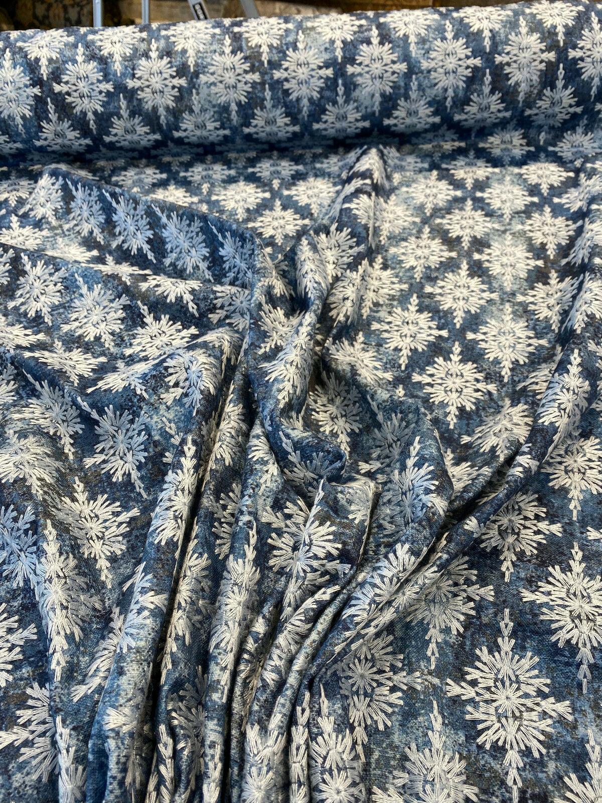P Kaufmann Asterisk Embroidered Cotton Fabric - Blue Midnight Medallion, Southwestern, Lodge, 54" Width (1 Yard)