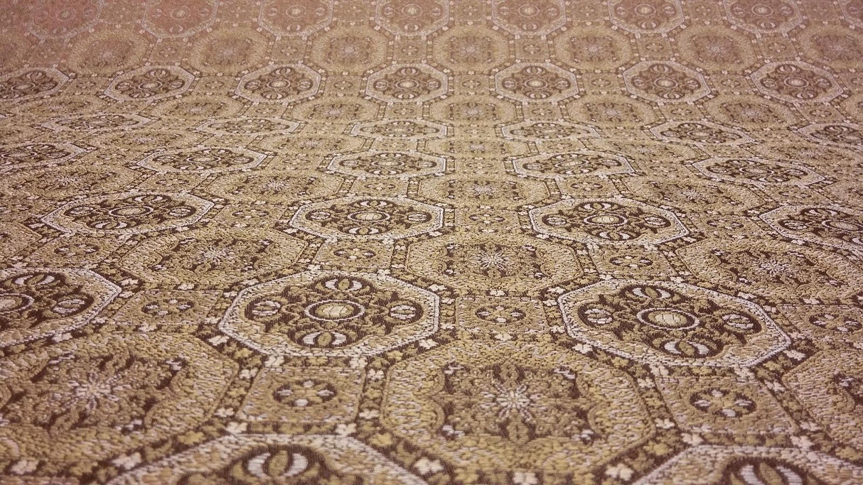 Westport Gold Polyester Jacquard Fabric - Gold Geometric Traditional, 57" Width (1 Yard)