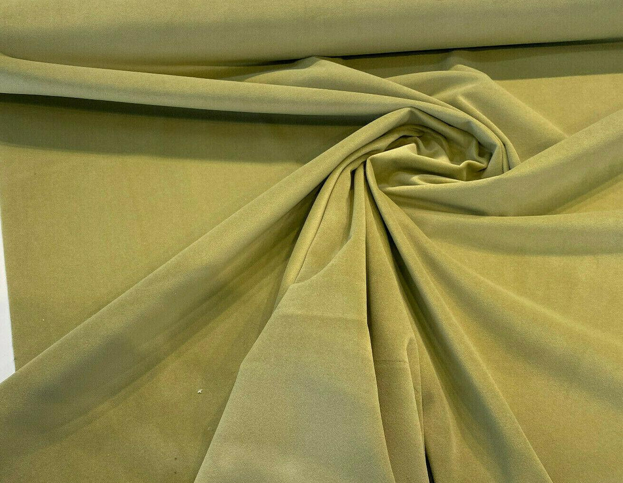 Modern Velvet Polyester Fabric - Aloe Green Upholstery, 56" Width (1 Yard)