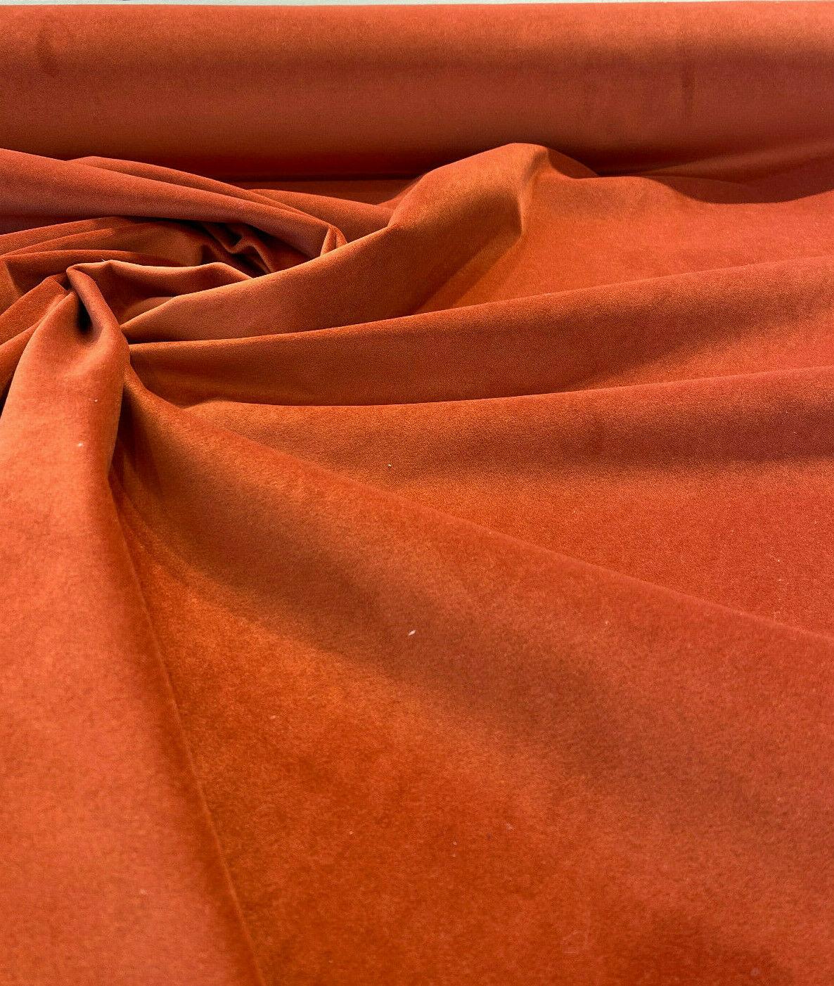 Modern Velvet Orange Cayenne Polyester Velvet Fabric - Orange Cayenne, Velvet Pile, 56" Width (1 Yard)