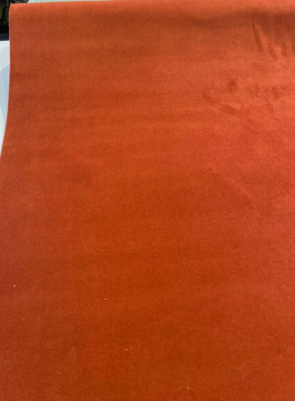 Modern Velvet Orange Cayenne Polyester Velvet Fabric - Orange Cayenne, Velvet Pile, 56" Width (1 Yard)