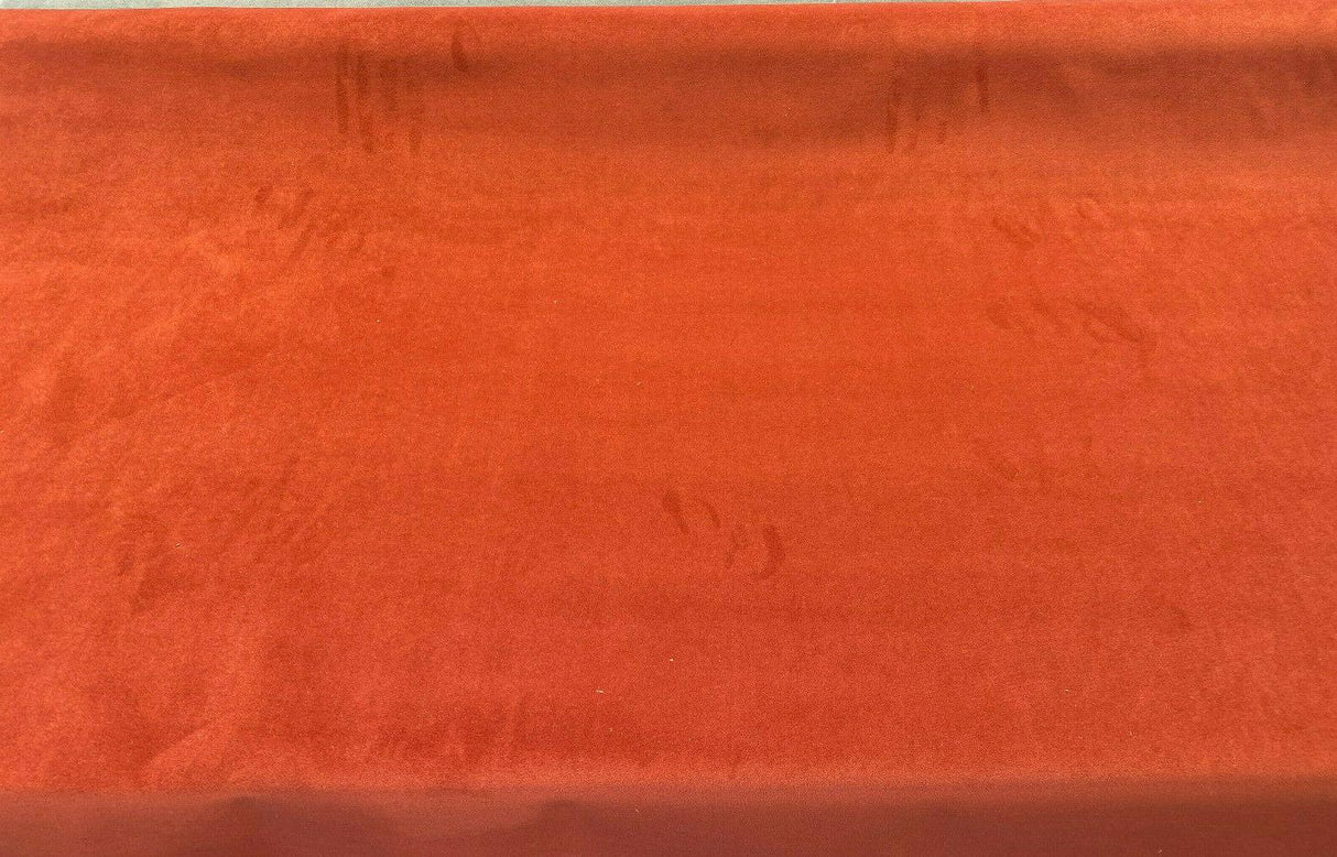 Modern Velvet Orange Cayenne Polyester Velvet Fabric - Orange Cayenne, Velvet Pile, 56" Width (1 Yard)