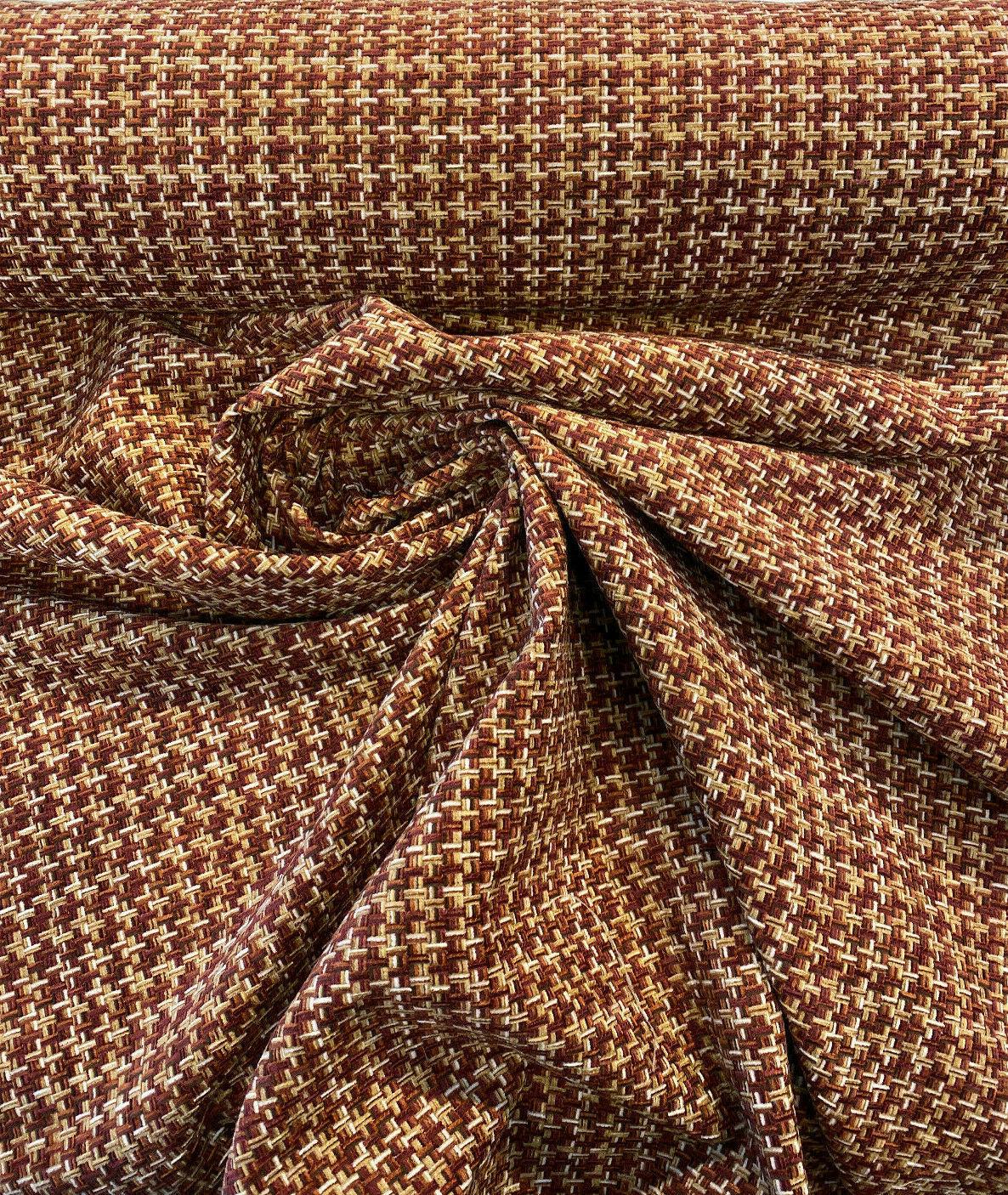 Touro Chenille Upholstery Fabric - Rustic Red Basketweave, 54" Width (1 Yard)