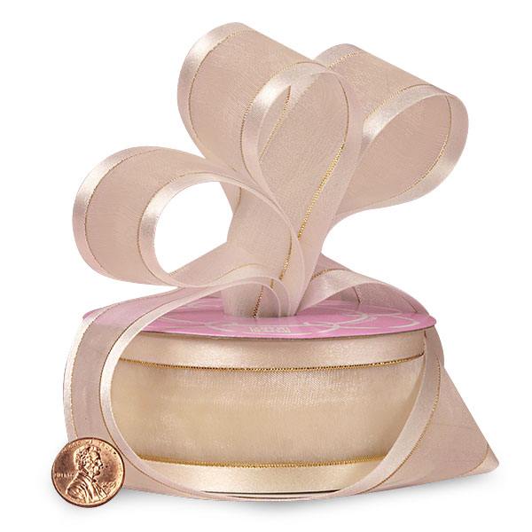 Gold Edged Sparkle Center Arabesque Ribbon 1 1/2 '' x 25 yd Ivory Color 1 / ROLL