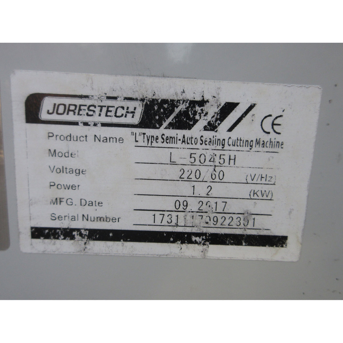 Jorestech L-5045H L-Bar Heat Sealer, Used Excellent Condition