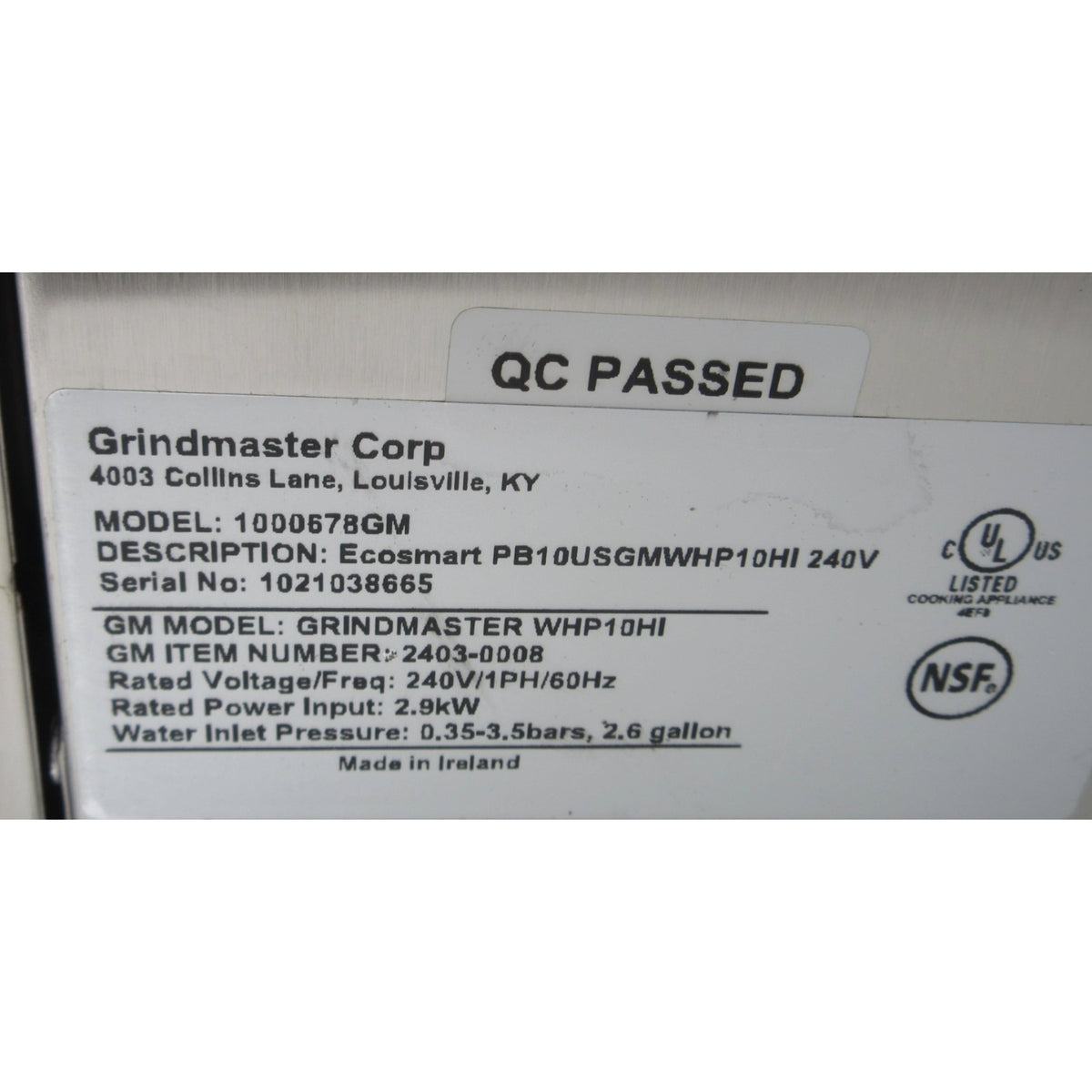 Grindmaster WHP10HI-240 2.6 Gallon Electric Countertop Hot Water Dispenser, Brand New