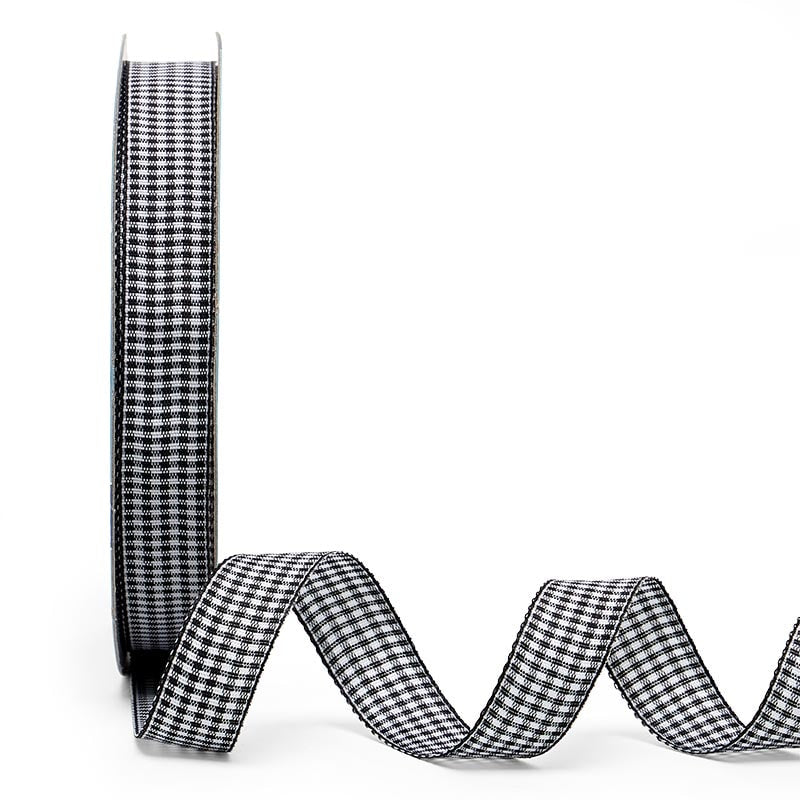 Wanda Gingham Ribbon 3/8 '' X 25 yd Black Color 1 / roll