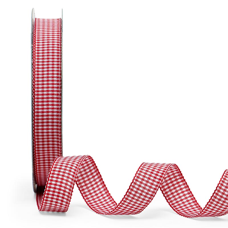 Wanda Gingham Ribbon 3/8 '' X 25 yd Red Color 1 / roll