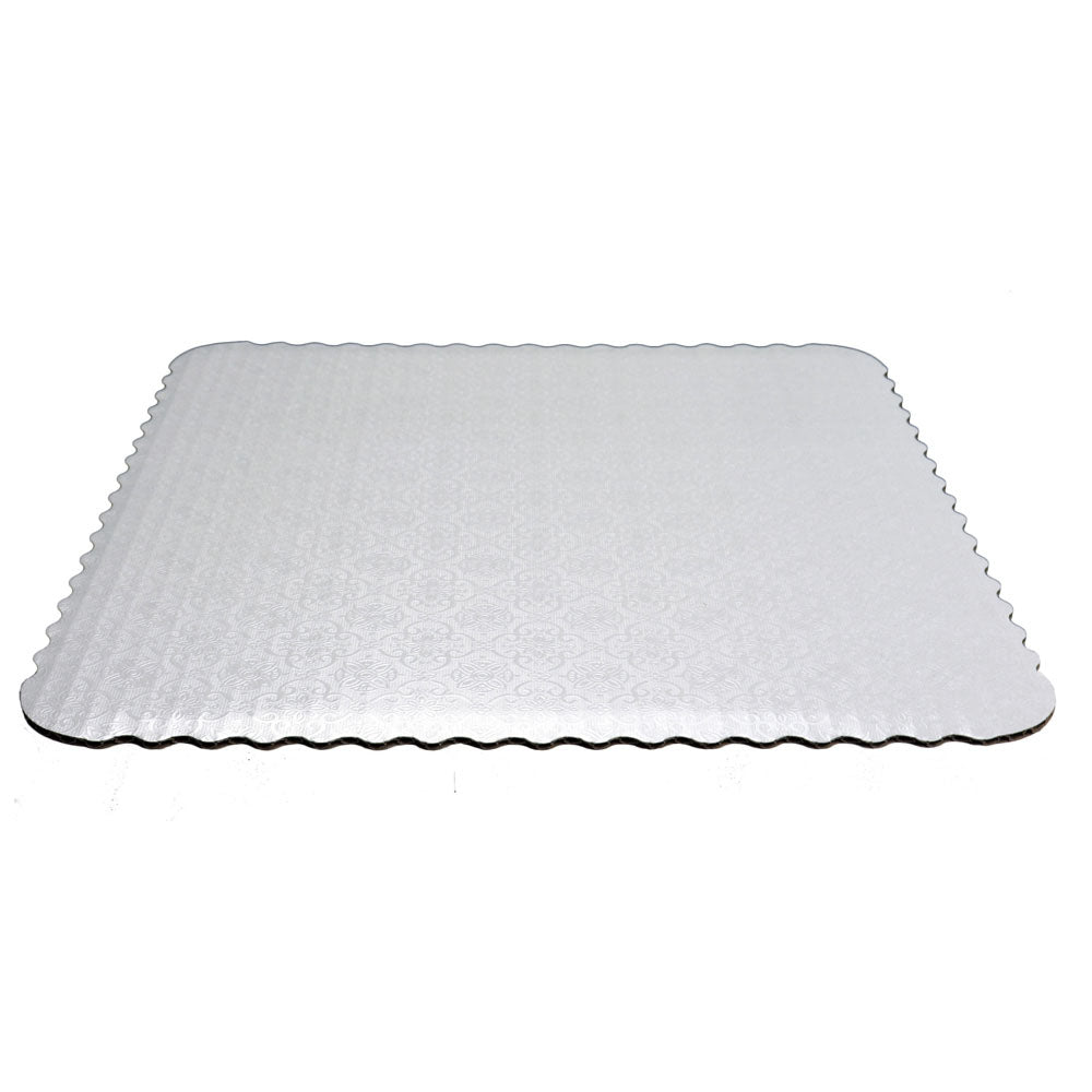 O'Creme White Scalloped Square Cake Board, 16" - Pack of 10
