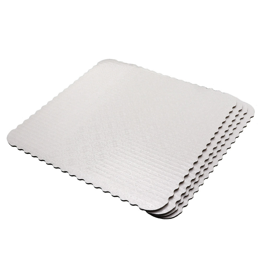 O'Creme White Scalloped Square Cake Board, 16" - Pack of 10