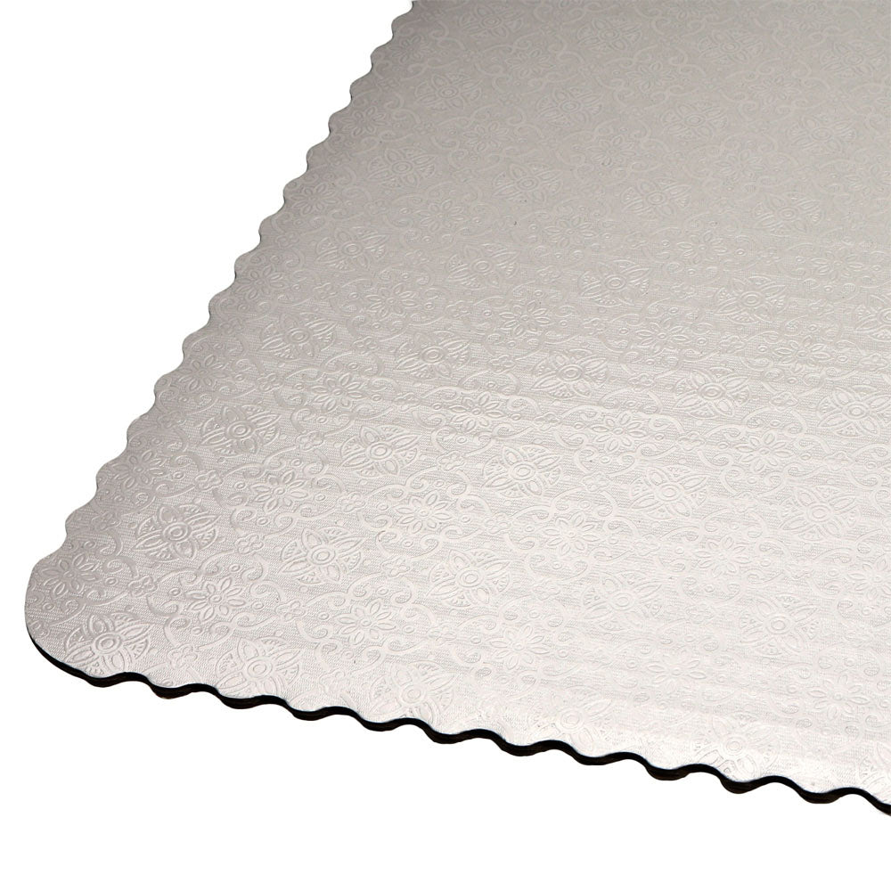 O'Creme White Scalloped Square Cake Board, 16" - Pack of 10