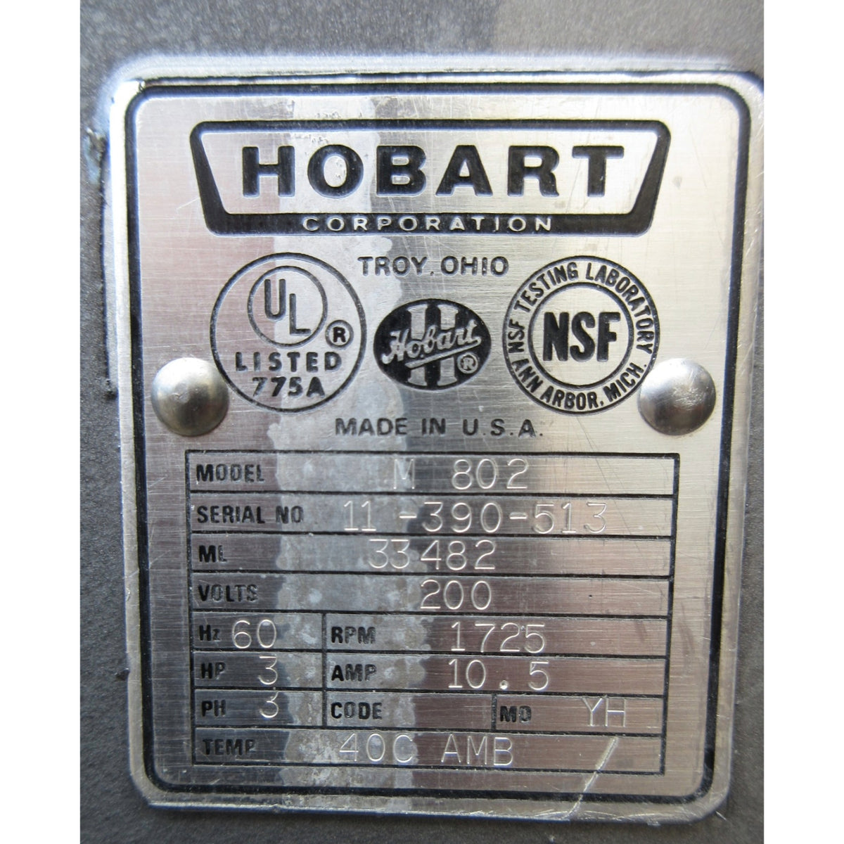 Hobart M802 80 Qt Mixer, Bowl And 2 Attachments Included, Used Excellent Condition