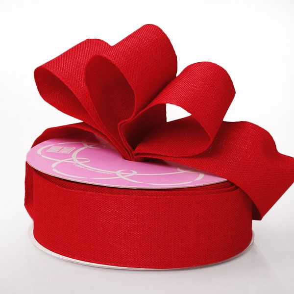 Fine Linen Ribbon 1 1/2 '' X 25 yd Red Color 1 / roll