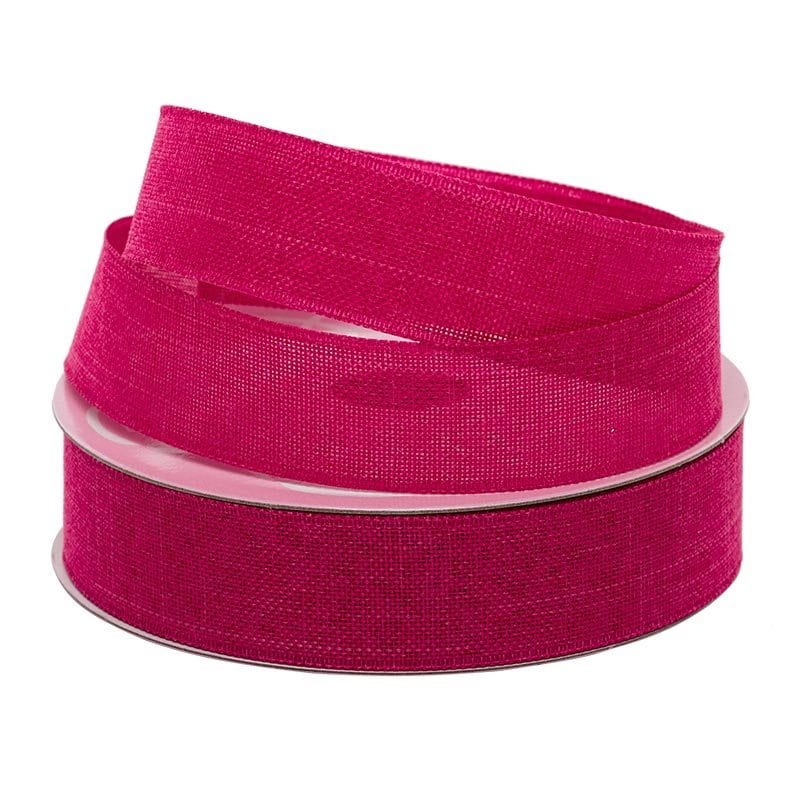 Hot Pink Faux Linen Ribbon – 5/8" x 25 Yards (1 Roll)