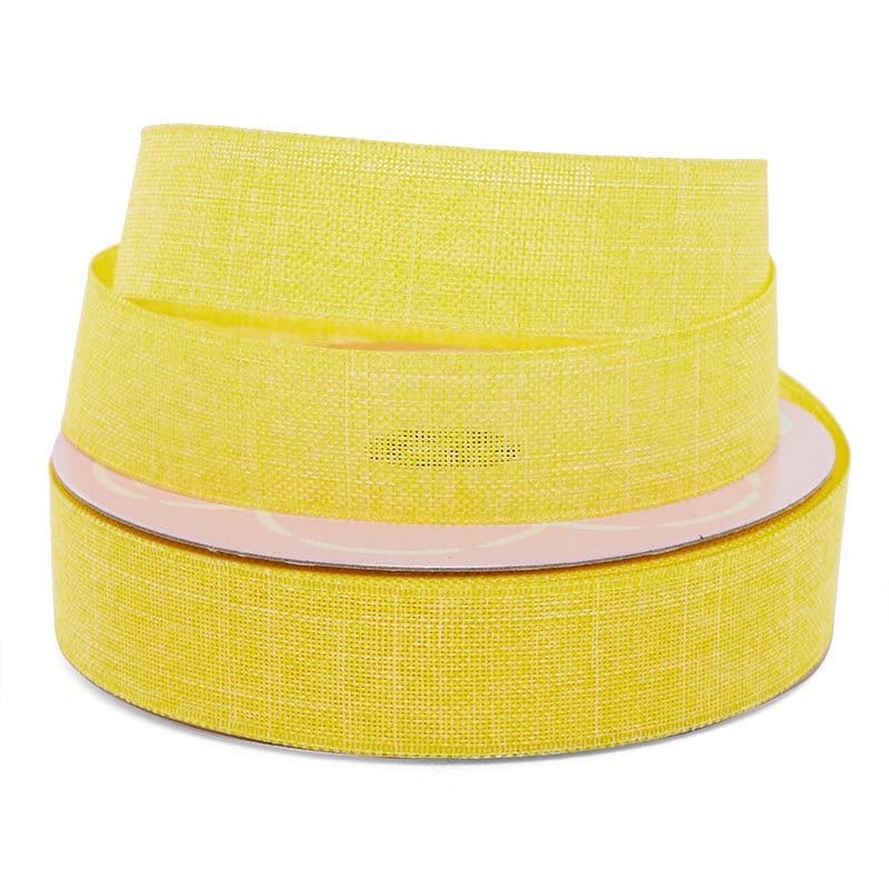 Faux Linen Ribbon – Yellow, 5/8'' x 25 yd (1 Roll)