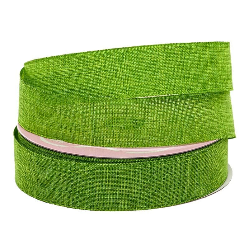 Faux Linen Ribbon – Apple Green, 5/8'' x 25 yd (1 Roll)