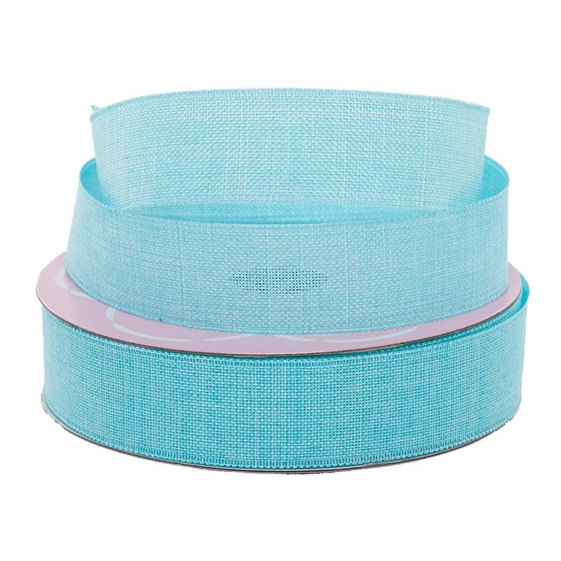 Faux Linen Ribbon – Light Aqua, 7/8'' x 25 yd (1 Roll)