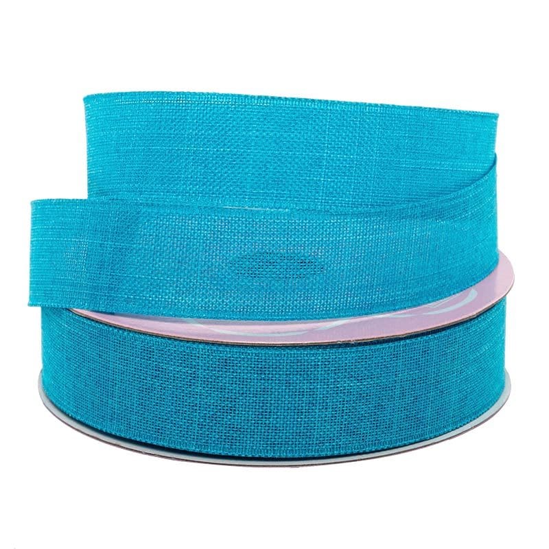 Faux Linen Ribbon – Turquoise, 7/8'' x 25 yd (1 Ro