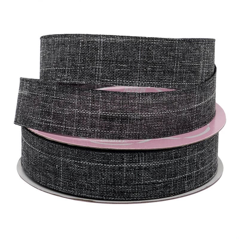 Gray Faux Linen Ribbon – 5/8" x 25 Yards (1 Roll)