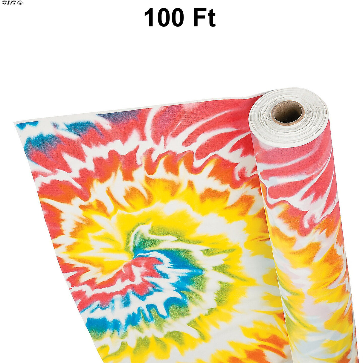 Tie Dye Pattern Disposable Plastic Tablecloth Roll 40" x 100 ft.
