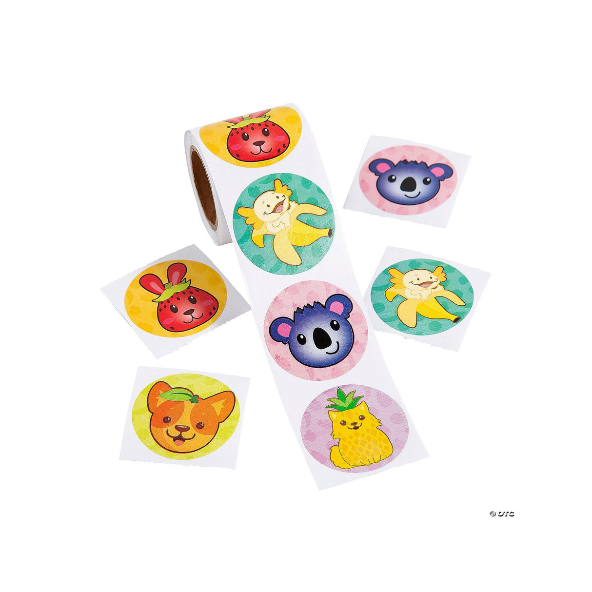Cute Fruit Animals Sticker Roll - 100 Pc.