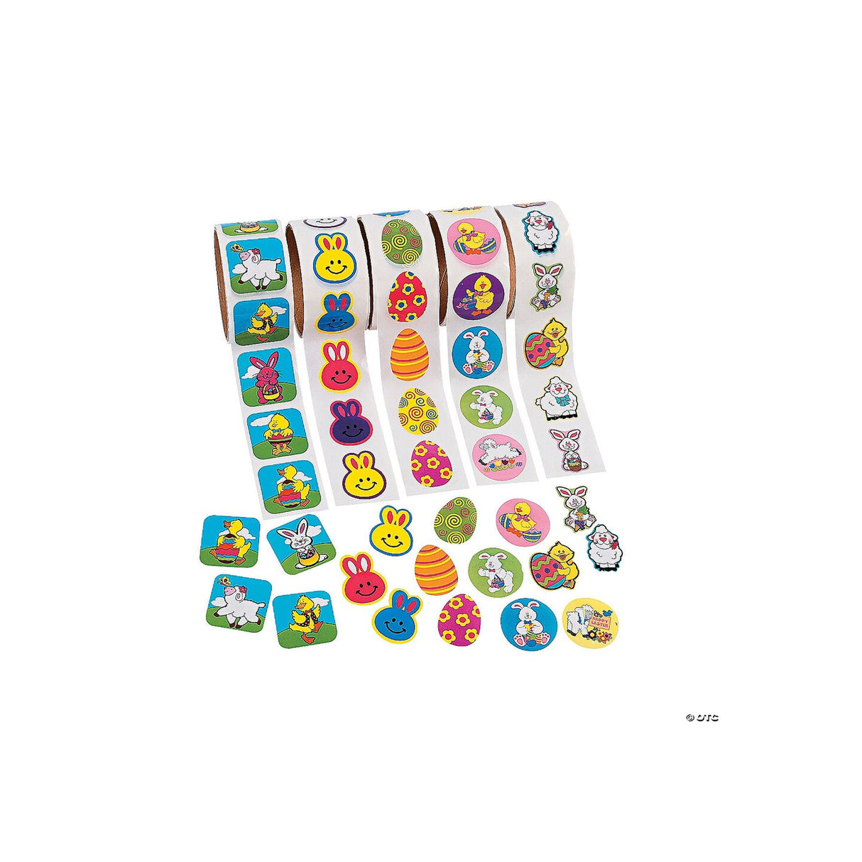 1-1/2" Bulk Easter Roll Sticker Assortment 5 rolls 500 Pc.