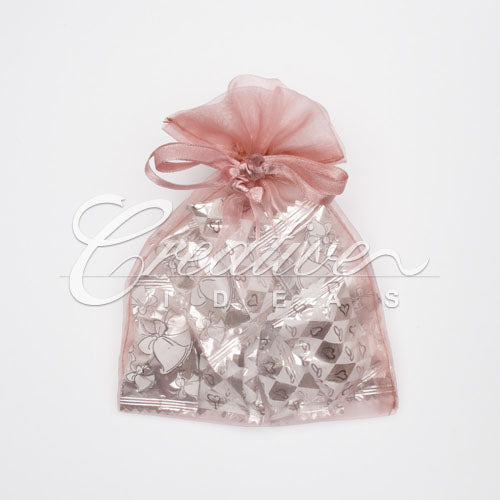 5"X 6.5" Organza Pouches-Sold By A Dozen Pieces ( 6 Pieces/Inner Pack) (Rosy Mauve)