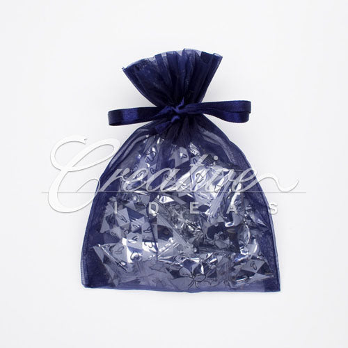 5"X 6.5" Organza Pouches-Sold By A Dozen Pieces ( 6 Pieces/Inner Pack) (Navy Blue)