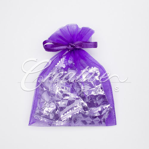 5"X 6.5" Organza Pouches-Sold By A Dozen Pieces ( 6 Pieces/Inner Pack) (Purple)