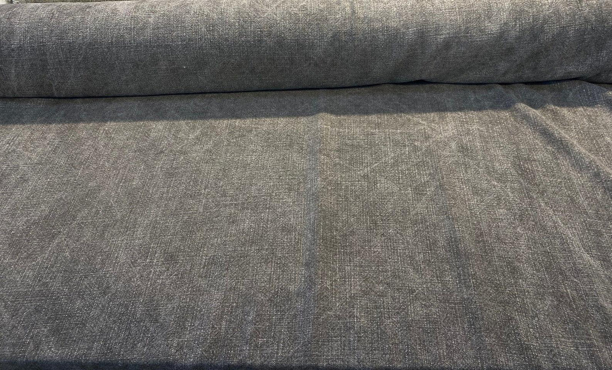 Belgian Linen Drifter Linen Fabric - Fossil Black, 56" Width, Railroaded (By The Yard)