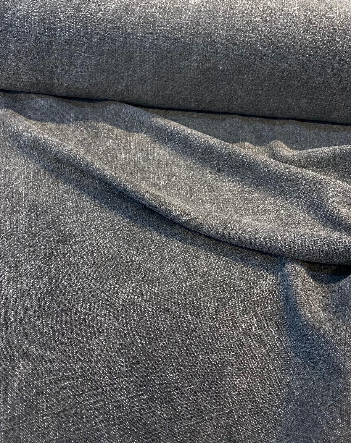 Belgian Linen Drifter Linen Fabric - Fossil Black, 56" Width, Railroaded (By The Yard)