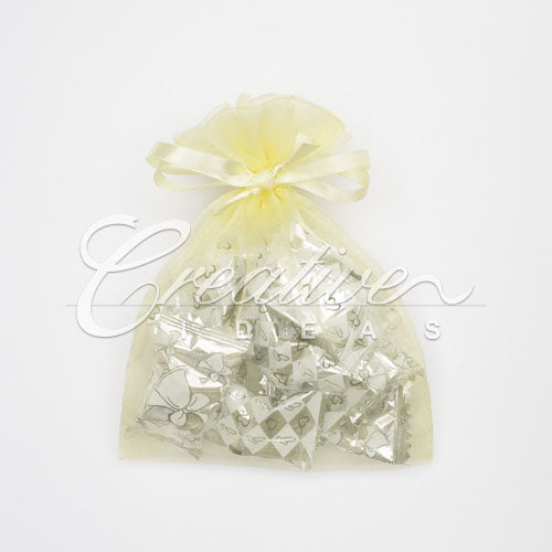 5"X 6.5" Organza Pouches-Sold By A Dozen Pieces ( 6 Pieces/Inner Pack) (Baby Maize)