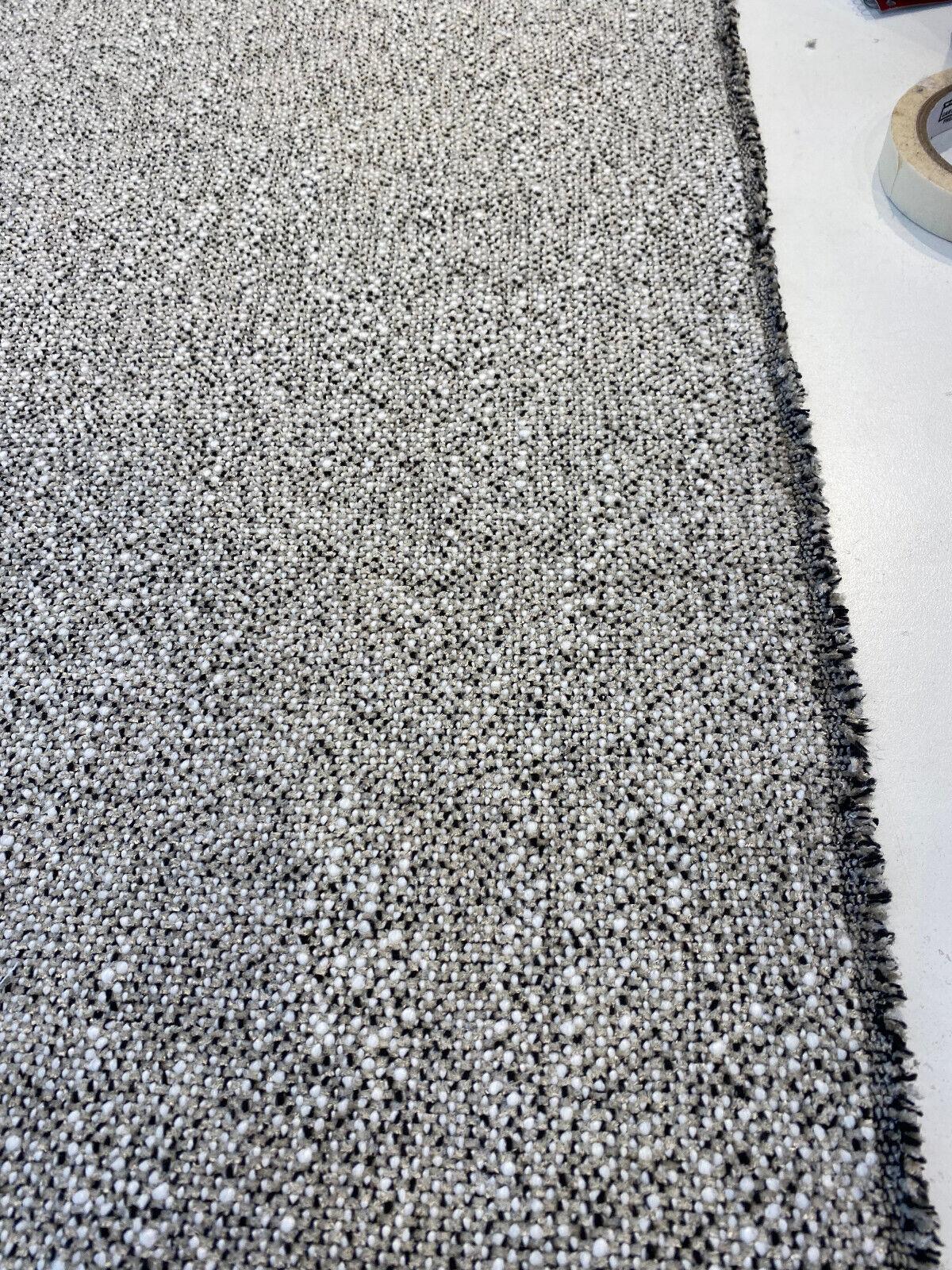 Leopard Snow Tweed Chenille Fabric - Beige Off White With Black Leopard Pattern, 56" Width (1 Yard)