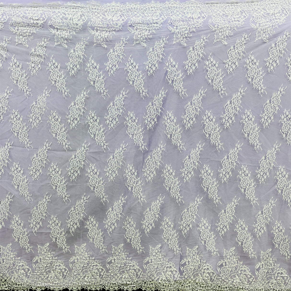 Embroidered Lace Fabric with Eyelash Scallop