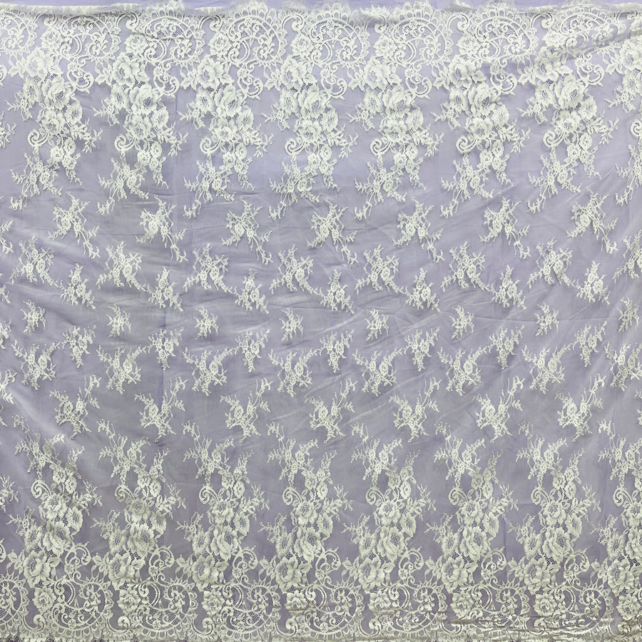 3 Yards Chantilly Embroidered Lace Fabric with Eyelash Scallop