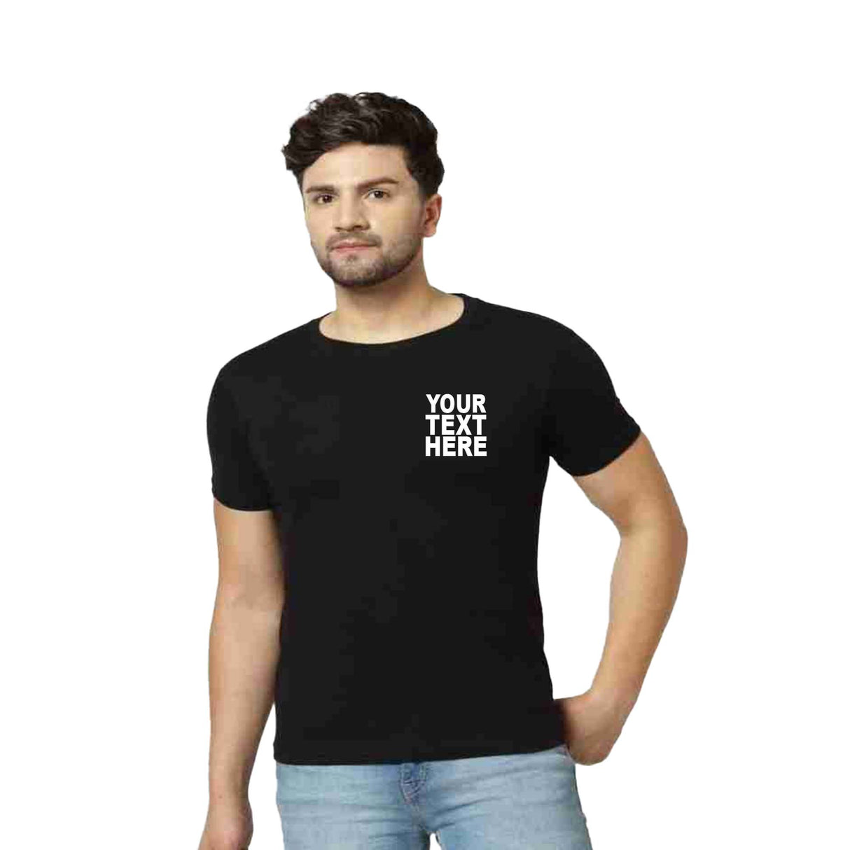 Pack: 12 Fast Custom Photo T-Shirts – Upload Your Image for Front & Back Print (Black)