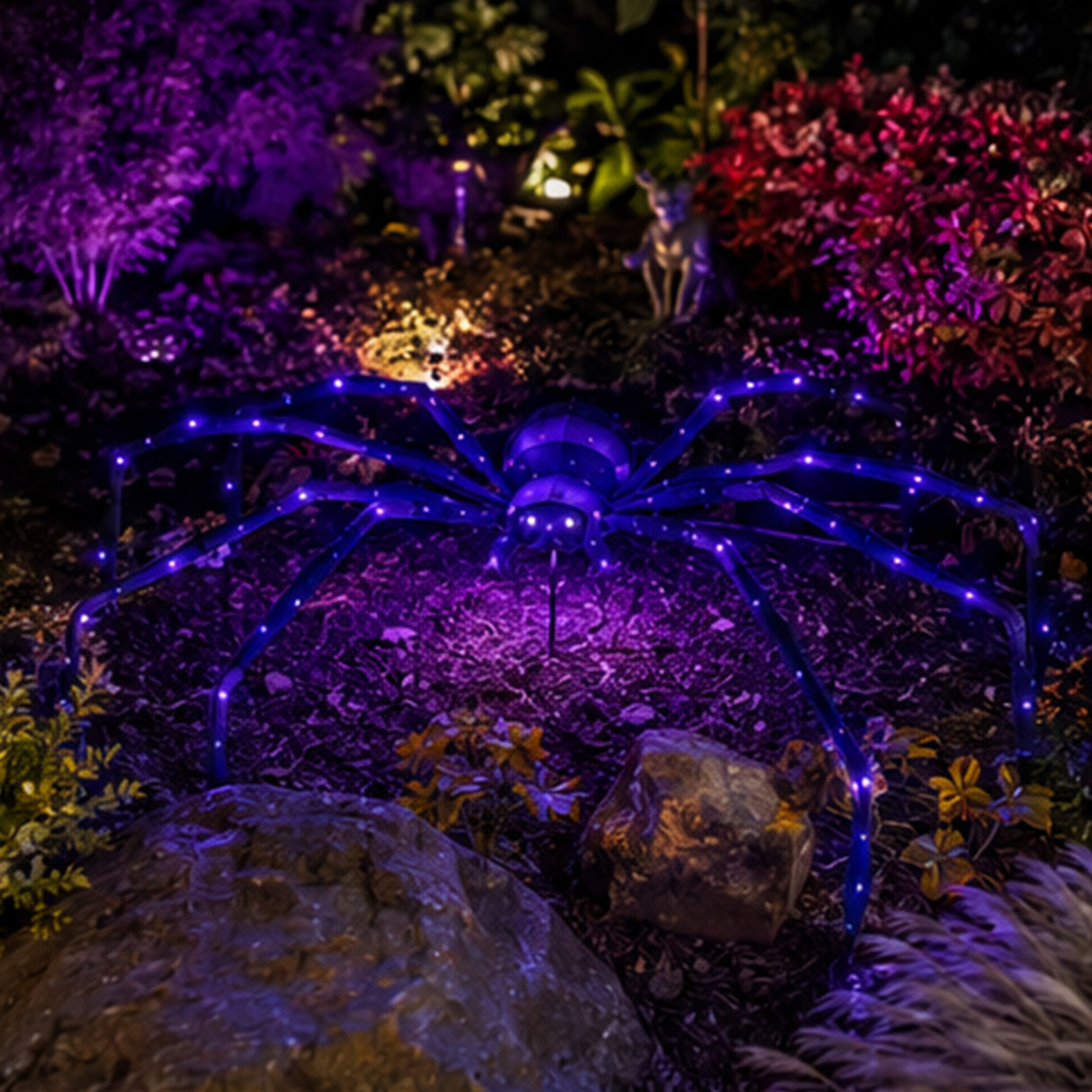 128 Inch Purple Plush Spider Halloween Decor UV Light