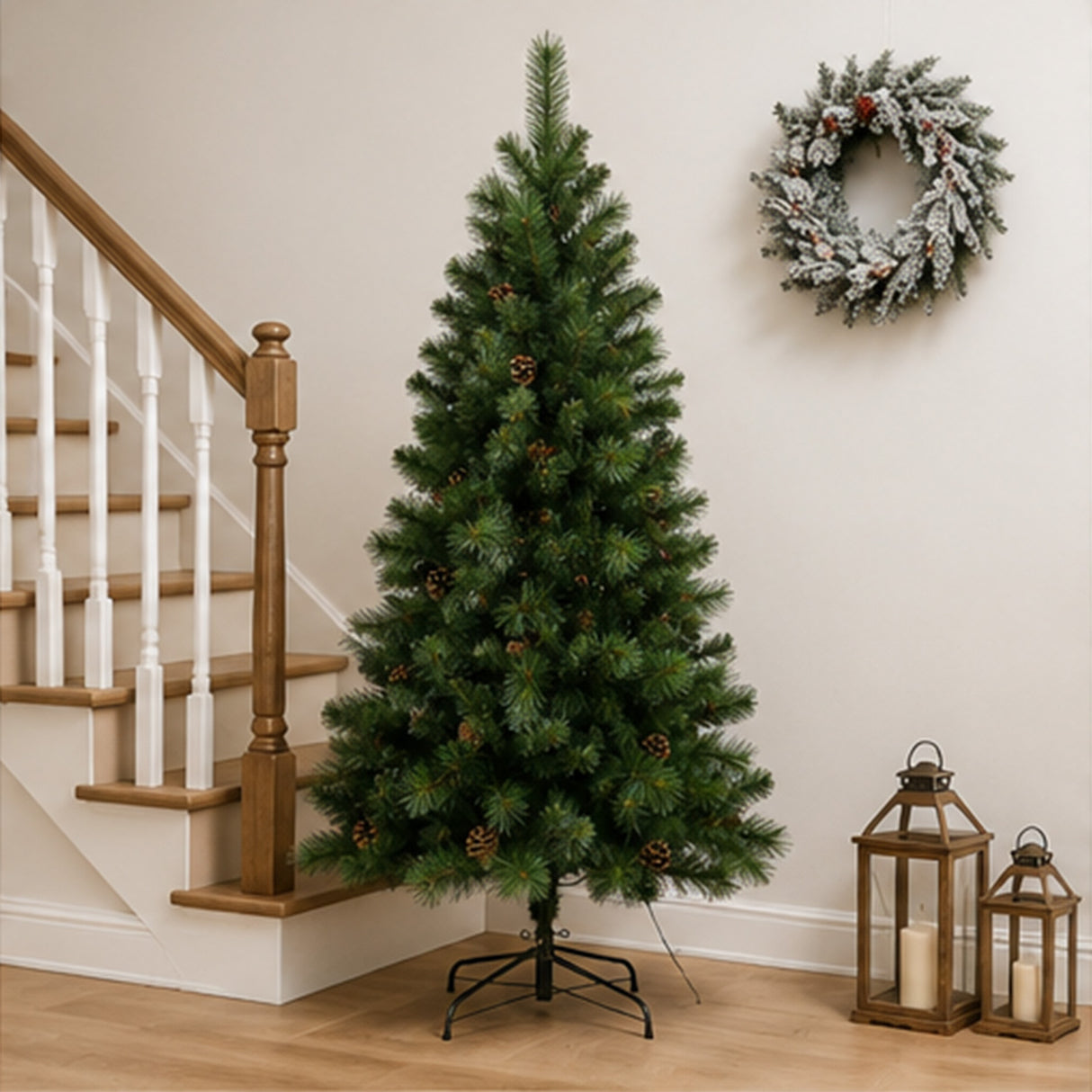 6FT Pre Lit Artificial Christmas Tree Pine PVC Lights