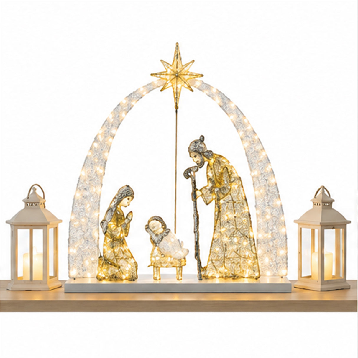 Lighted Nativity Scene Christmas Yard Decor Warm White LED