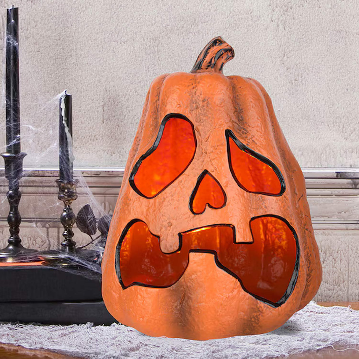 Haunted Living 1-ft Lighted Scary Acorn Jack-O-Lantern Decoration