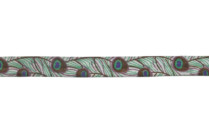 Fold-Over Elastic Peacock Print 0.63"
