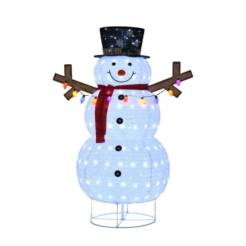 Plush Lantern Snowman with 200 White LED Lights Indoor Outdoor Christmas Decoration 27.17 x 25 x 3.94 Inches