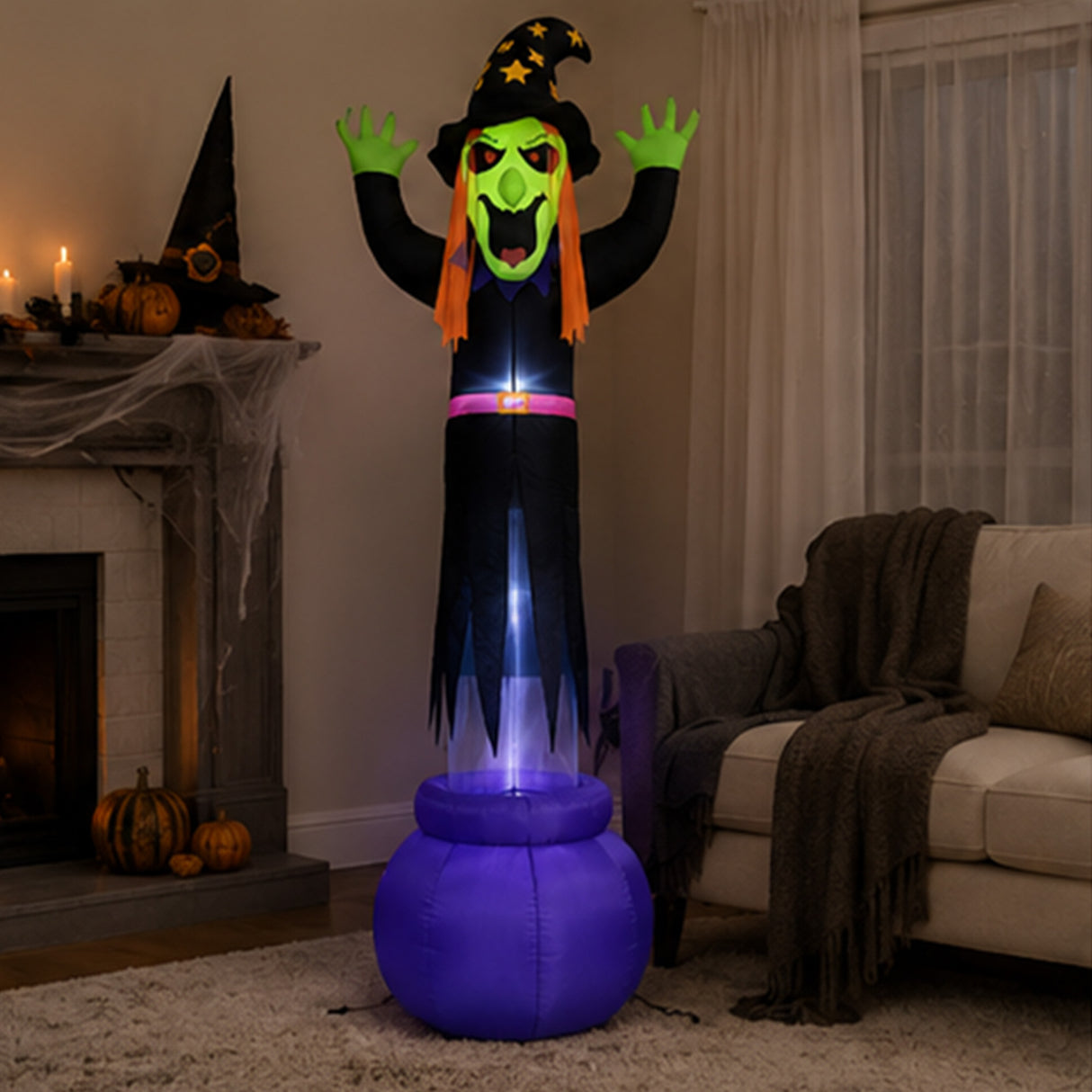 12FT Halloween Floating Witch Inflatable Yard Decor