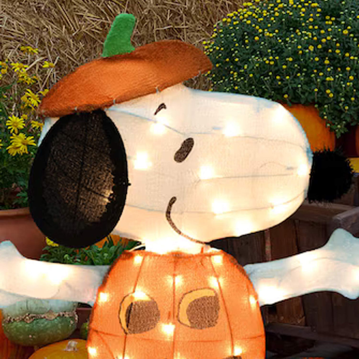 Product Works 1.97ft Snoopy Jack-o-Lantern Yard Stake Lighted Halloween Decoration