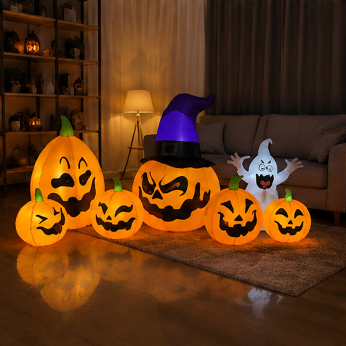 8FT Witch Hat Pumpkin Halloween Yard Decoration Set